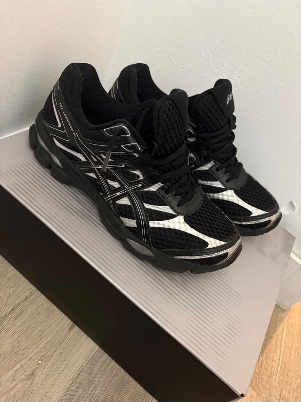 Asics Men's Black & Silver Mesh Athletic Running Shoes